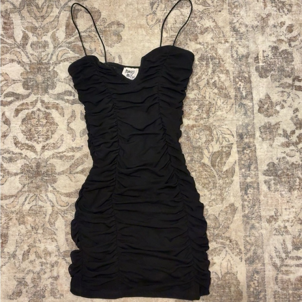 Princess Polly Black Strapless Ruched Dress US 6